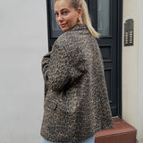Oversized Blazer Wolle Leoprint Braun Schwarz