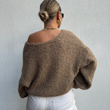 Strickjacke Bouclé Alpaka Camel Toffee