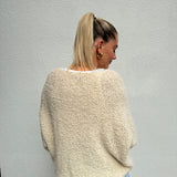 Strickpullover Bouclé Alpaka Beige