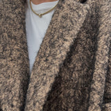 Oversized Blazer Jacke Bouclé Fell Braun Karamell Schwarz
