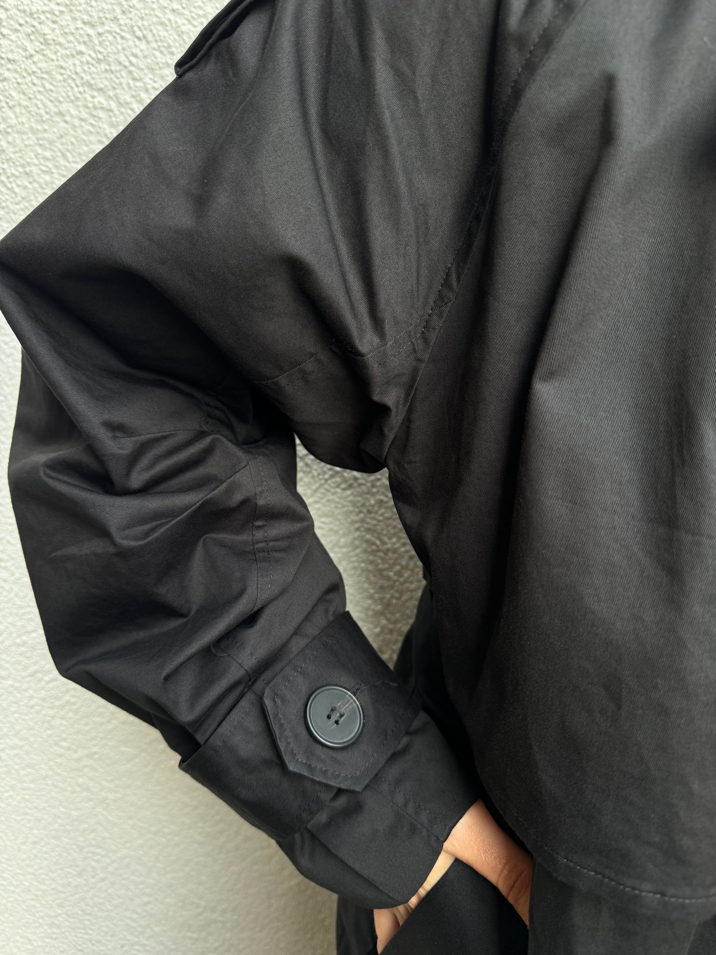 Trenchcoat Maxi Lang Schwarz