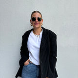 Oversized Blazer Nadelstreifen Schwarz