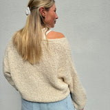 Strickjacke Bouclé Alpaka Beige