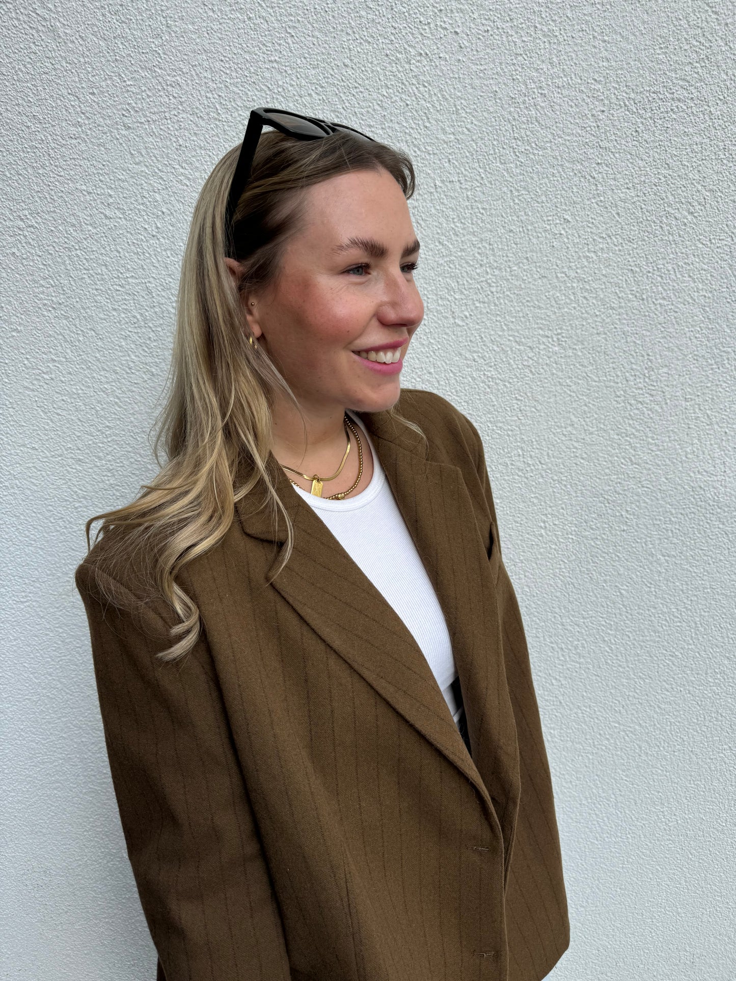 Oversized Blazer Nadelstreifen Braun Camel