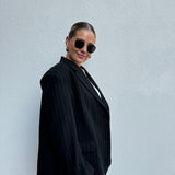 Oversized Blazer Nadelstreifen Schwarz