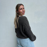 Strickjacke Bouclé Alpaka Braun Grau