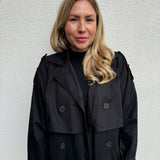 Trenchcoat Maxi Lang Schwarz