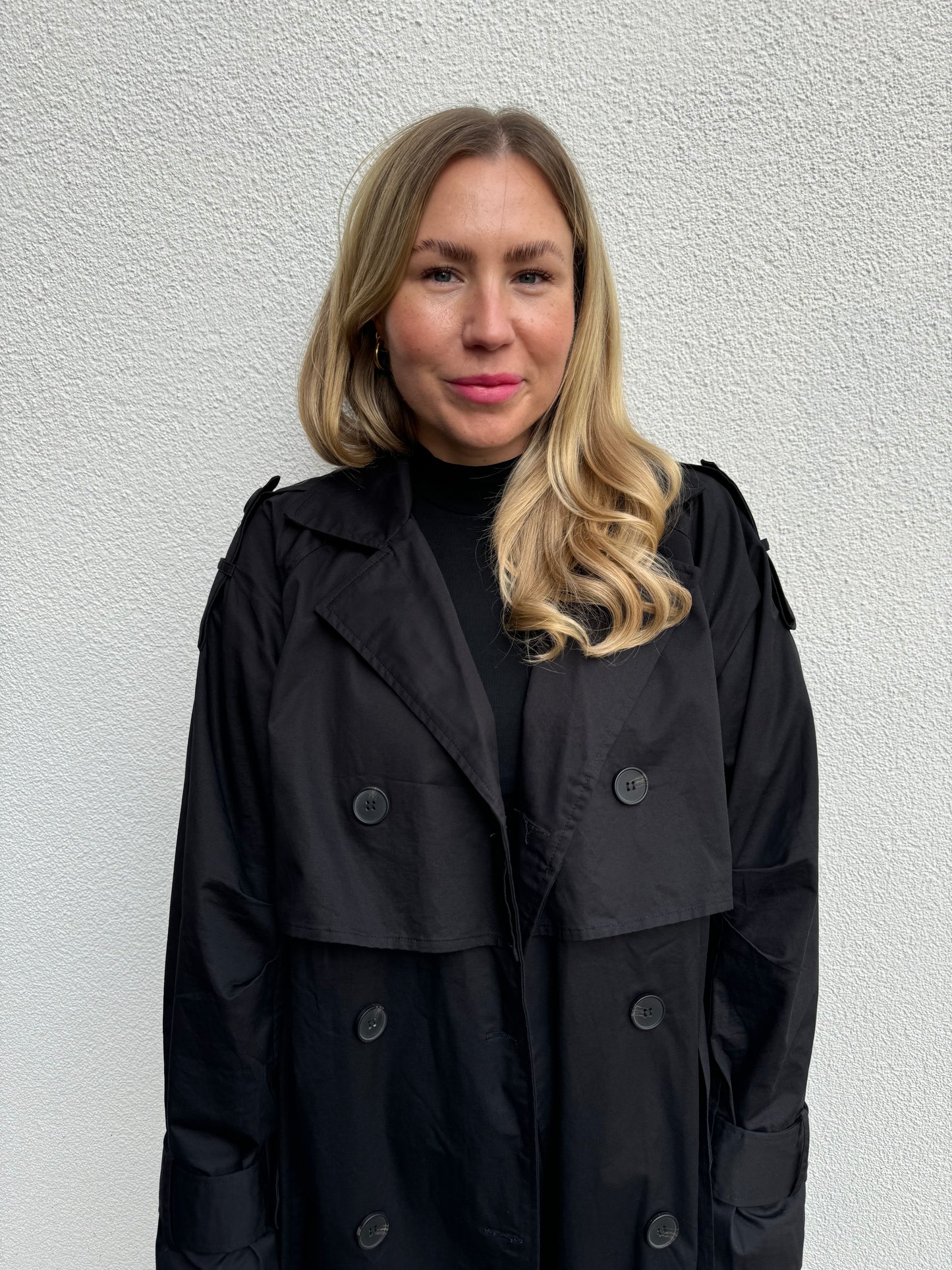 Trenchcoat Maxi Lang Schwarz