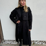 Trenchcoat Maxi Lang Schwarz