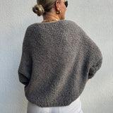 Strickpullover Bouclé Alpaka Grau