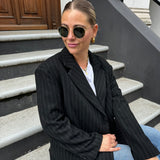 Oversized Blazer Nadelstreifen Schwarz