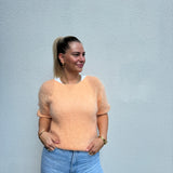 Strickpullover Mohair/ Wolle Kurzarm Pfirsich Pastell
