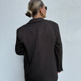 Oversized Long Blazer mit Muster Dunkelbraun Schokolade