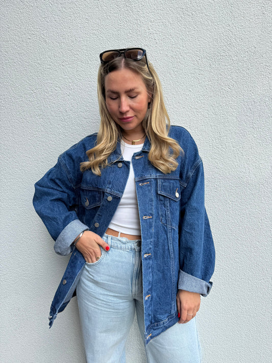 Oversized Jeansjacke Denim Blau