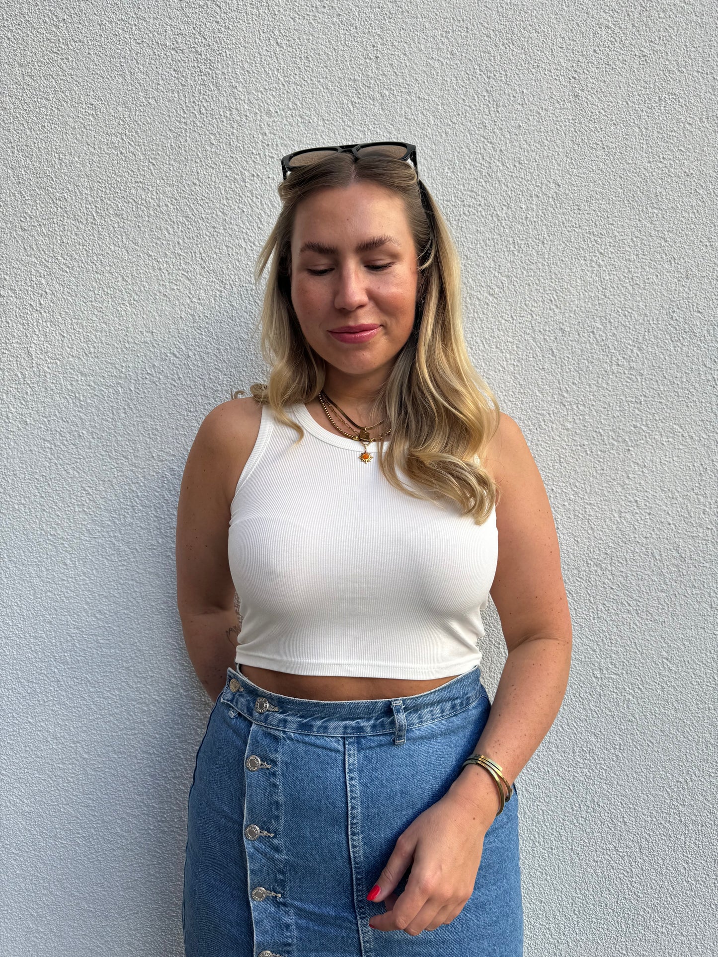 Crop Top Basic Weiß