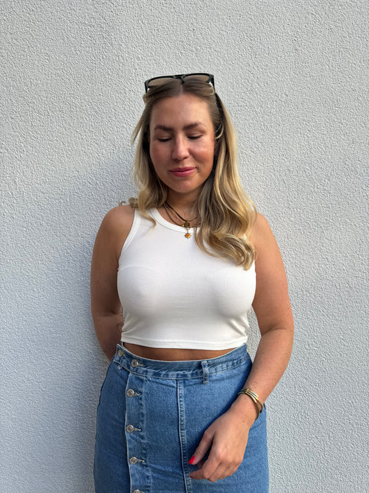 Crop Top Basic Weiß