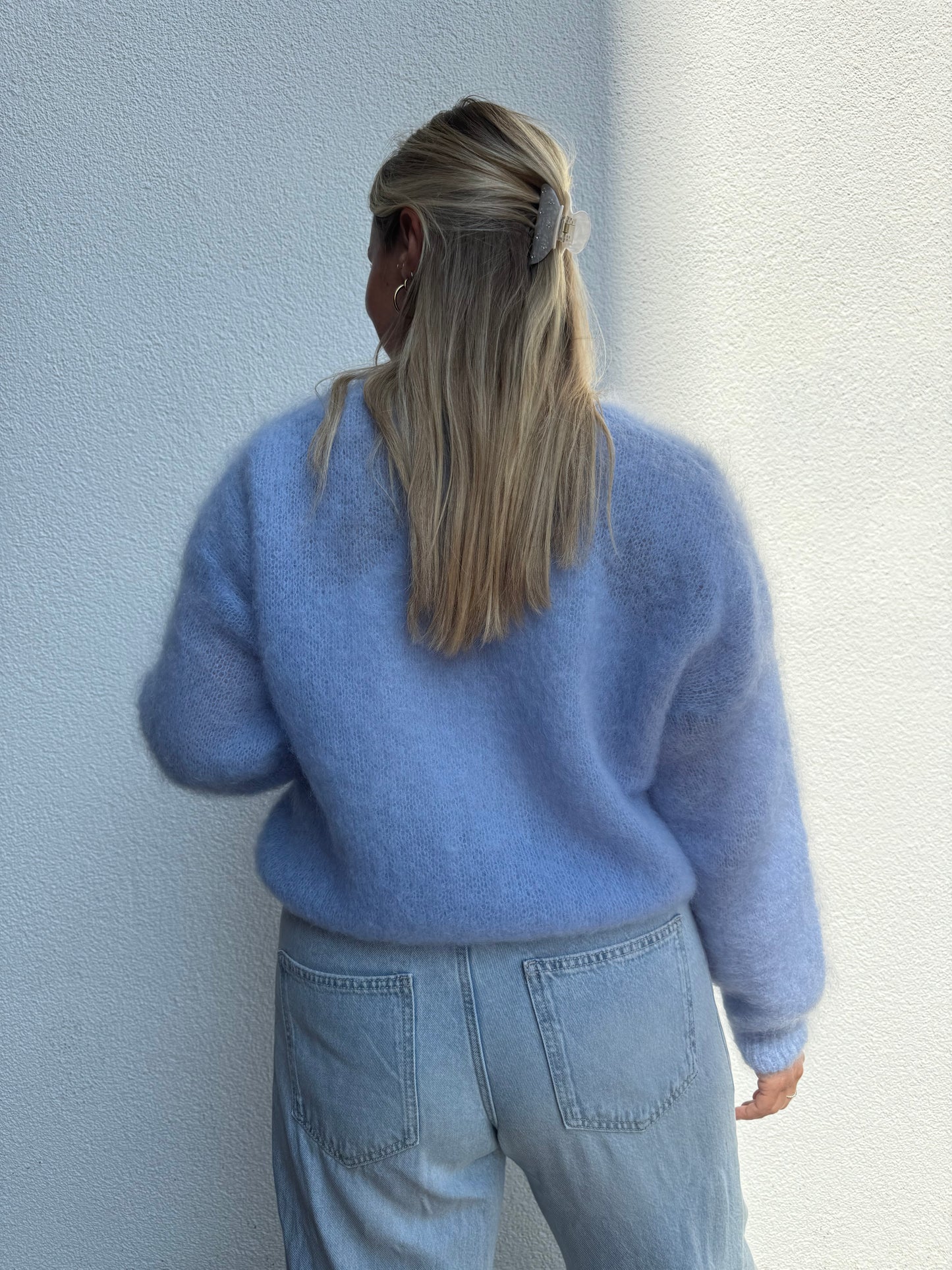 Strickjacke Kid Mohair 81% Hellblau