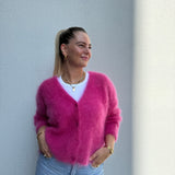 Strickjacke Kid Mohair 80% Fuchsia Pink