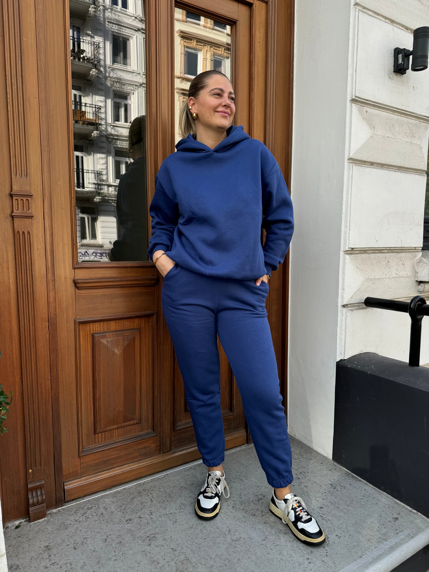 Oversized Jogginghose geraffter Bund Blau