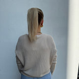 Strickjacke Perlmuttknöpfe Alpaka Beige