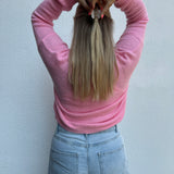 Strickjacke Perlmuttknöpfe Alpaka Rosa Pastell