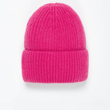 Beanie-Mütze mit Rippenstrick Medium Pink von vorne