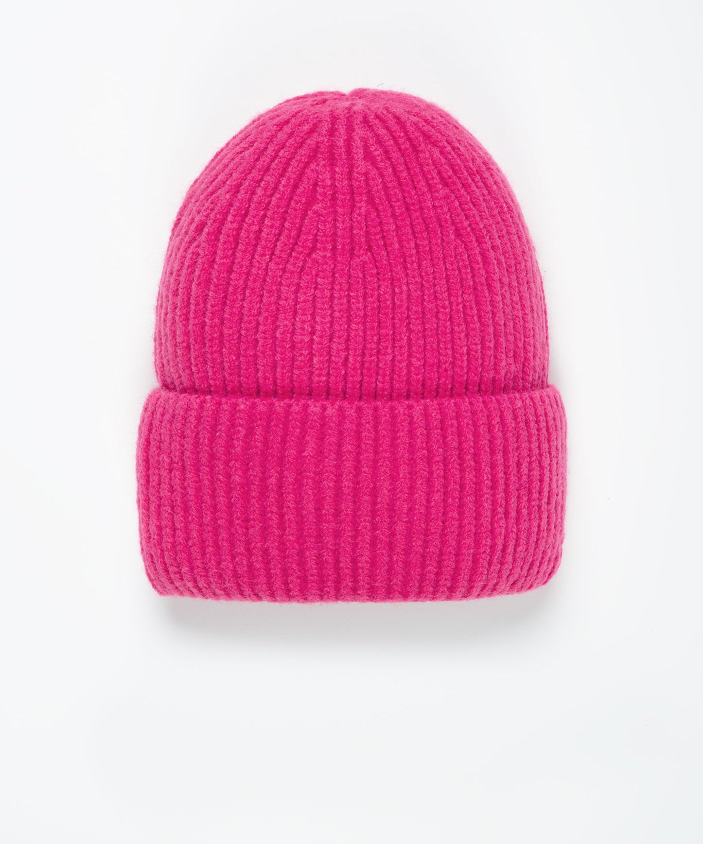 Beanie-Mütze mit Rippenstrick Medium Pink von vorne