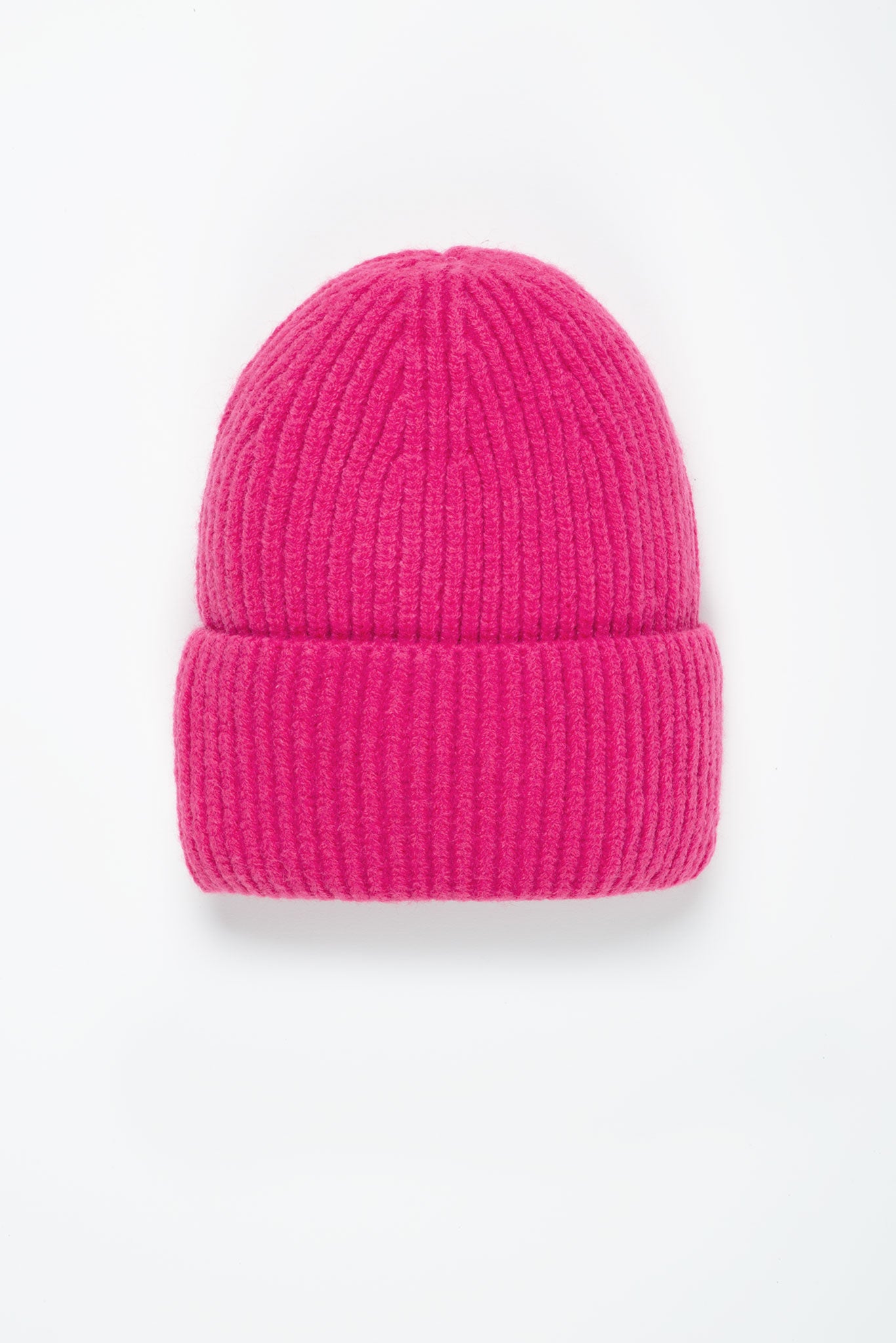 Beanie-Mütze mit Rippenstrick Medium Pink von vorne