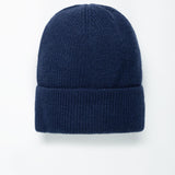 Beanie-Mütze mit Rippenstrick Schmal Dunkelblau Navy von vorne