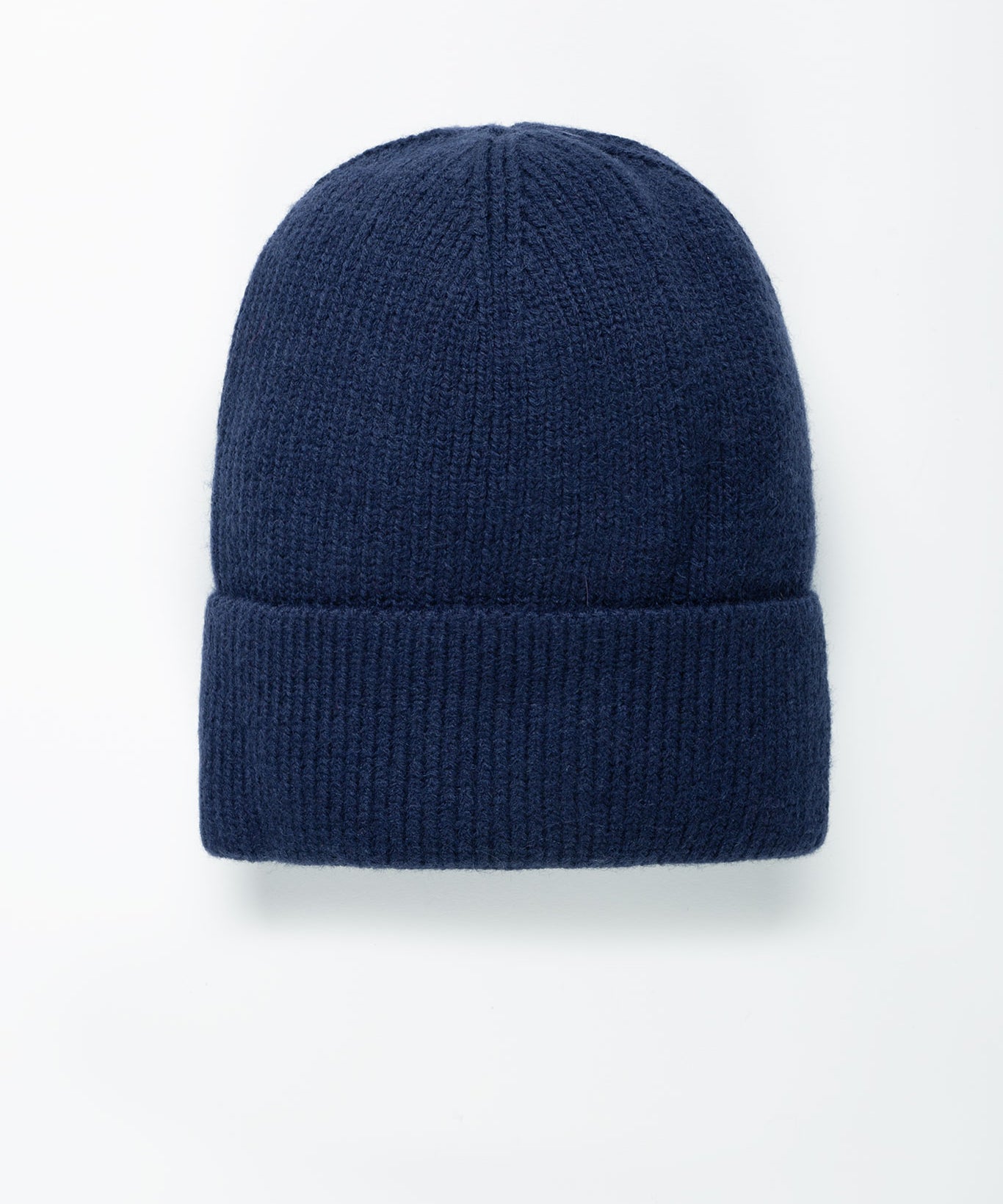 Beanie-Mütze mit Rippenstrick Schmal Dunkelblau Navy von vorne