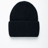 Beanie-Mütze mit Rippenstrick Groß Schwarzvon vorne