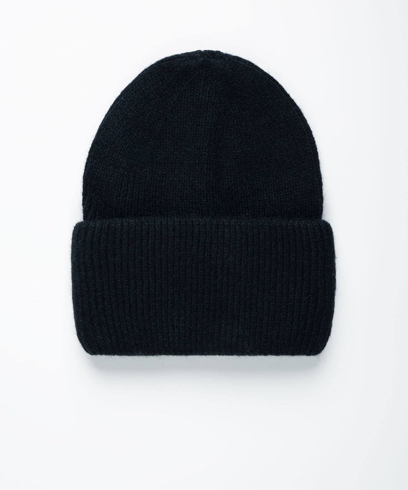 Beanie-Mütze mit Rippenstrick Groß Schwarzvon vorne