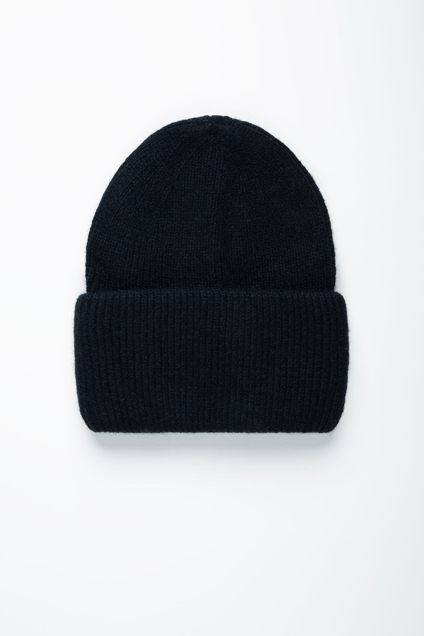 Beanie-Mütze mit Rippenstrick Groß Schwarzvon vorne