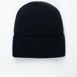 Beanie-Mütze mit Rippenstrick Schmal Schwarz von vorne