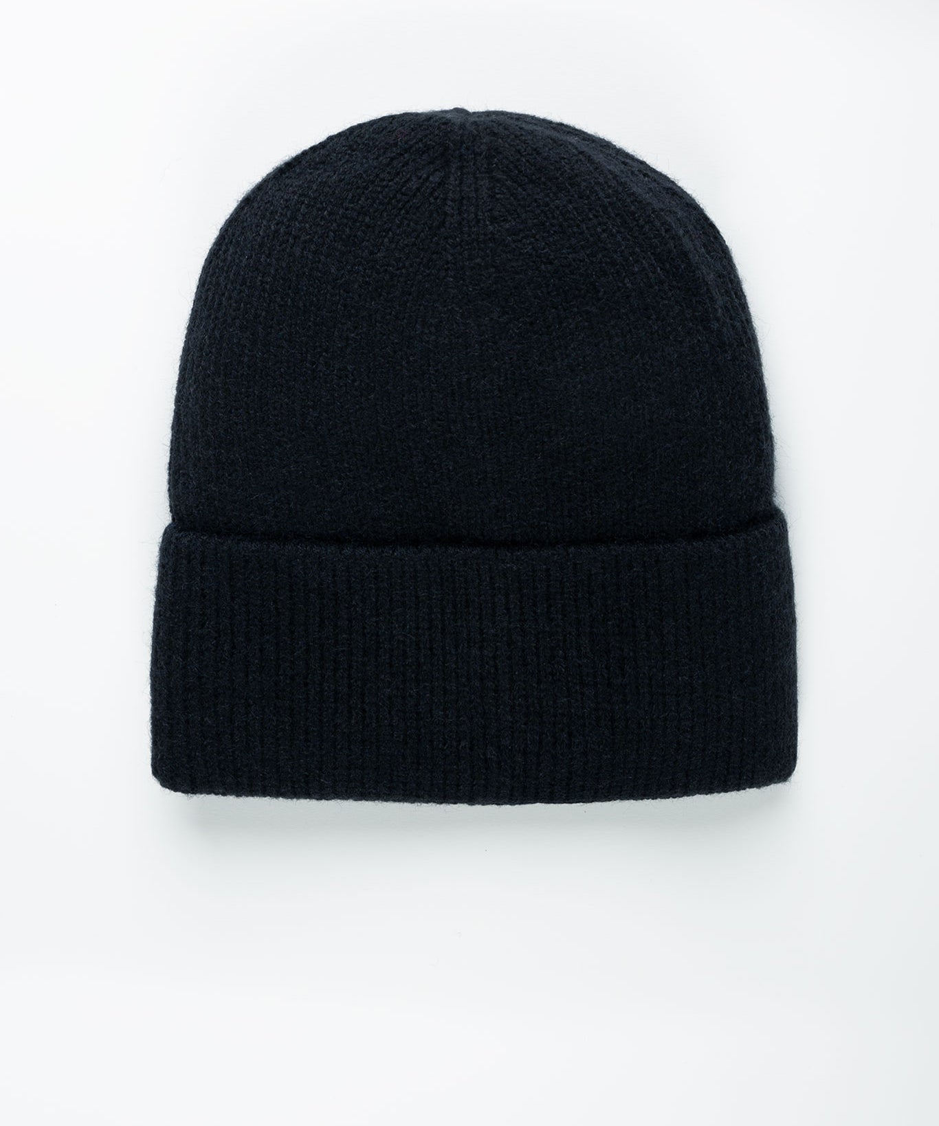 Beanie-Mütze mit Rippenstrick Schmal Schwarz von vorne