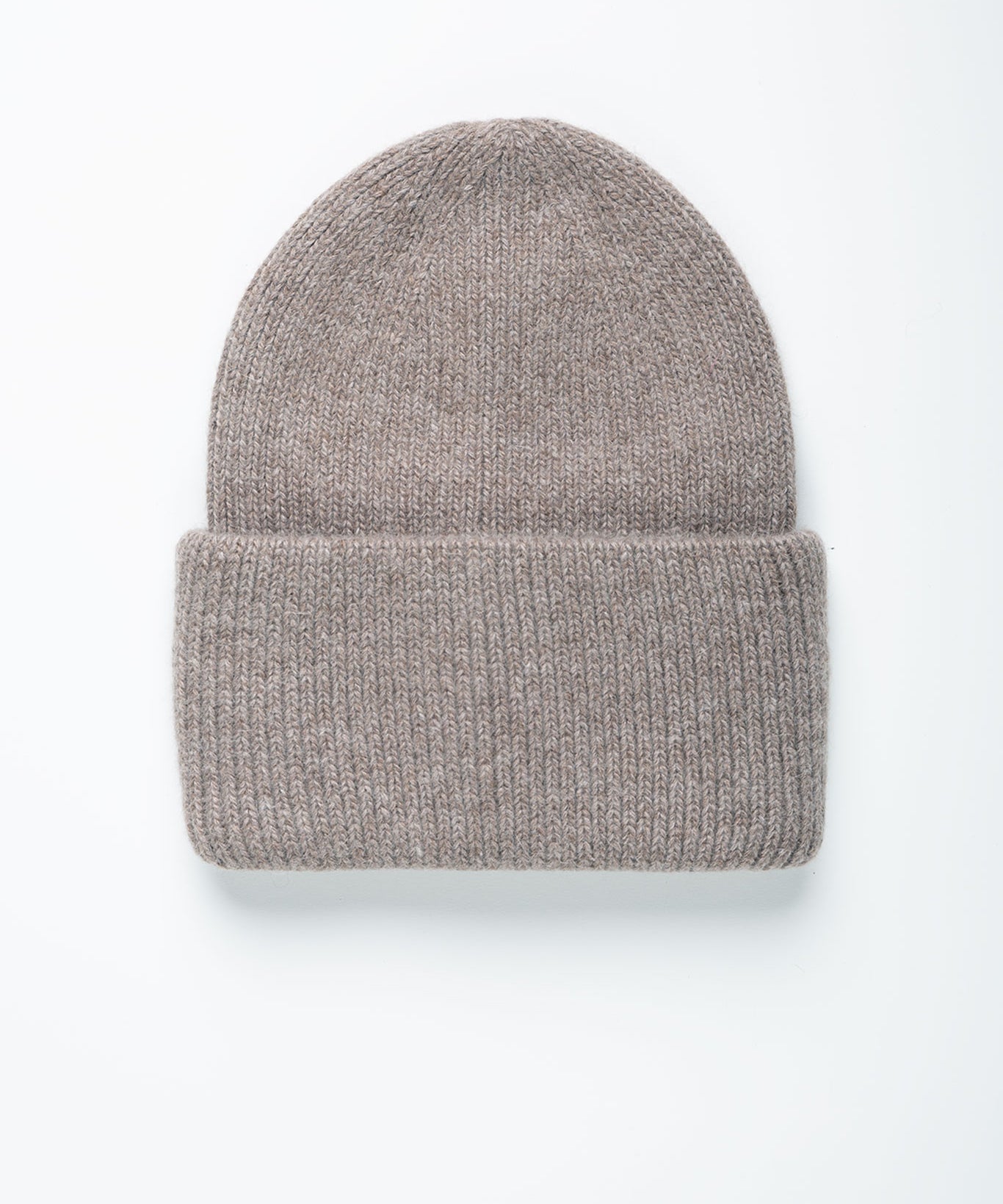 Beanie-Mütze mit Rippenstrick Groß Greige von vorne