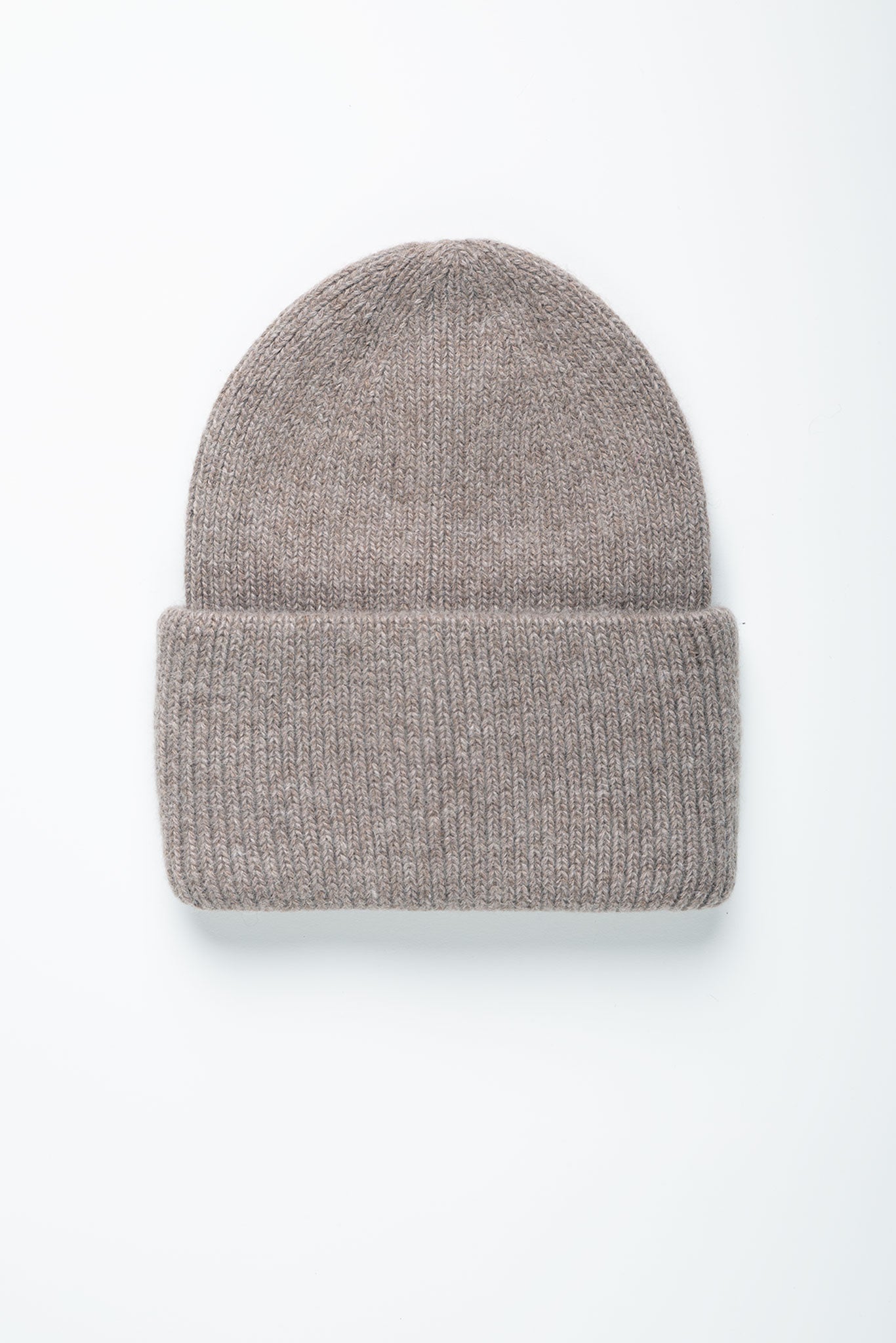 Beanie-Mütze mit Rippenstrick Groß Greige von vorne